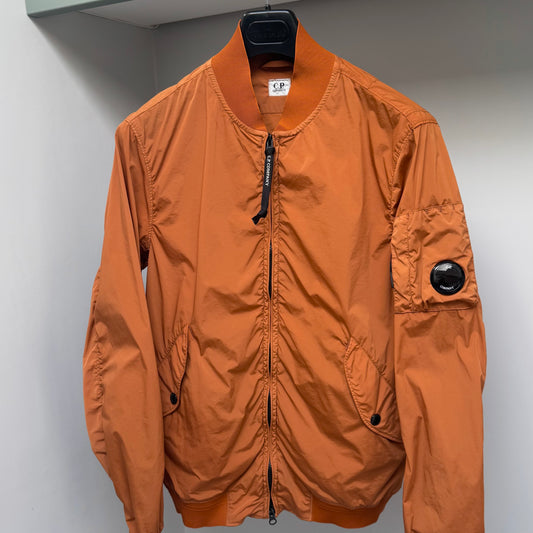 CP Company Orange Nycra Nylon Full Zip Lens Bomber Jacket - Small ptp21”