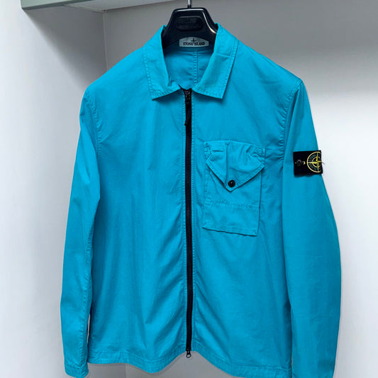 Stone Island Turquoise Blue Full Zip Overshirt - Large ptp22”