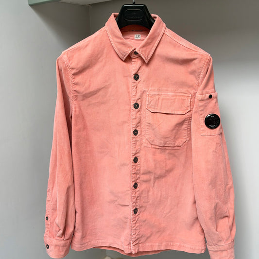 CP Company Pink Corduroy Button Up Lens Overshirt - Medium