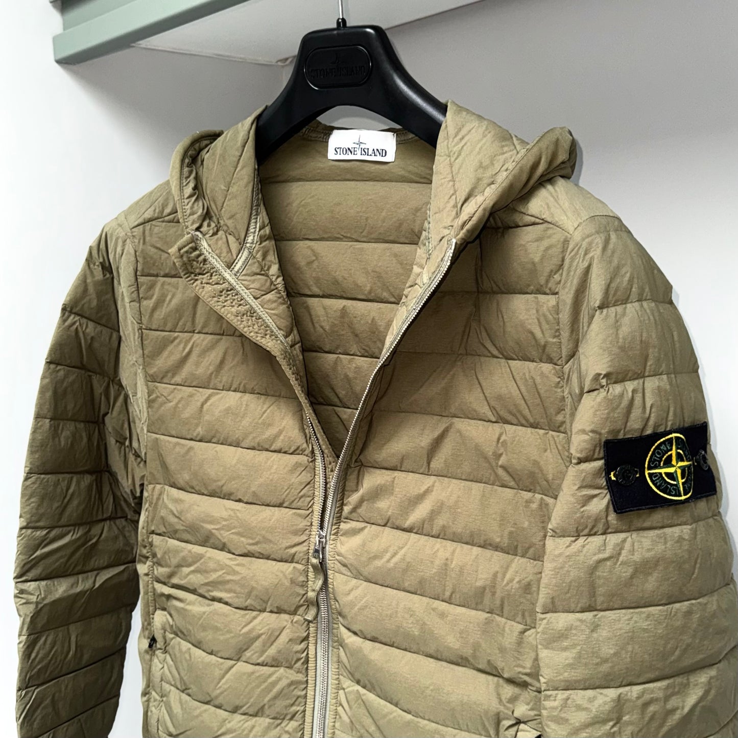 Stone Island Loom Woven Down Chambers Stretch Nylon-TC Badge Jacket - Small ptp19.5”