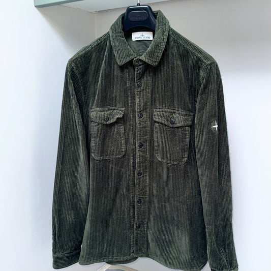 Stone Island Corduroy Embroidered Compass Button Up Overshirt - XL ptp22.5”