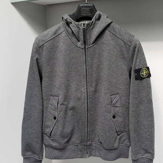Stone Island Grey Soft Shell-R Full Zip Jacket - Medium