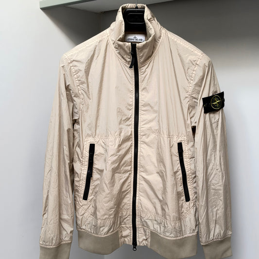 Stone Island Beige Garment Dyed Crinkle Reps NY Full Zip Jacket - Small