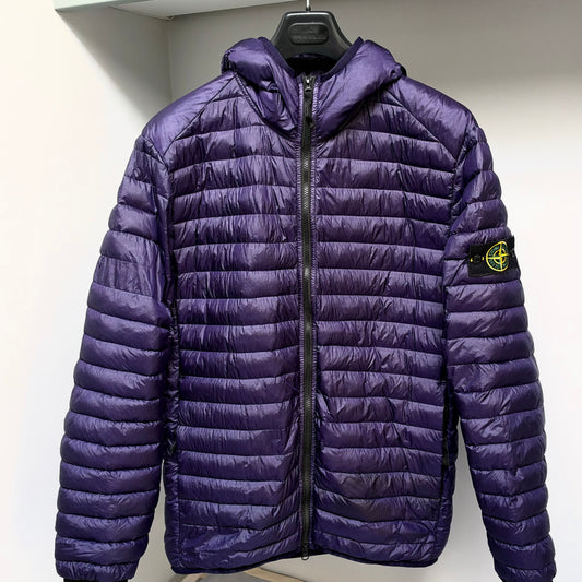 Stone Island Purple Loom Woven Chambers R-Nylon Down-TC Full Zip Jacket - XL