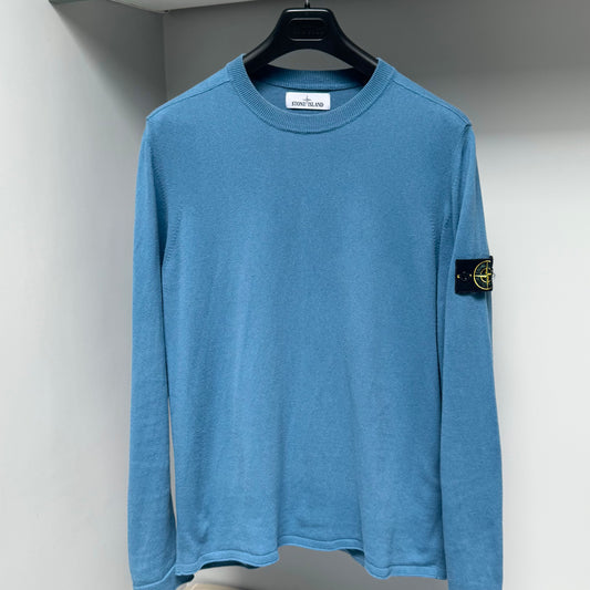 Stone Island Blue Knitted Cotton Pullover Sweatshirt - Large ptp22”