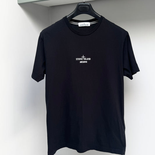 Stone Island Black Archivio ‘Maglia Del Presidente’ Organic Cotton T shirt - Medium ptp20.5”