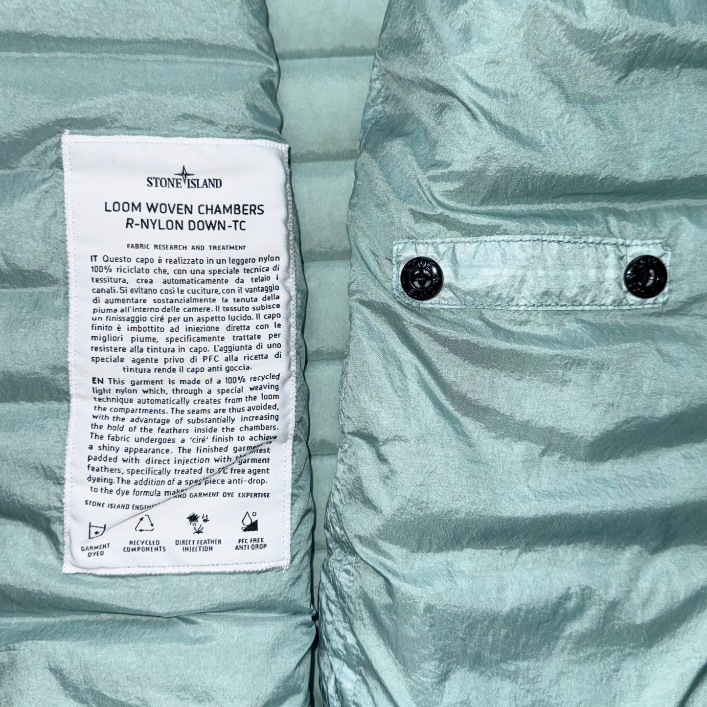 Stone Island Loom Woven Chambers R-Nylon Down-TC Badge Jacket - Medium ptp21.5”