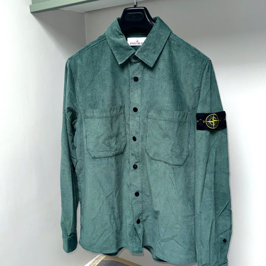 Stone Island Cotton Micro Corduroy Button Up Badge Overshirt - Large ptp22”