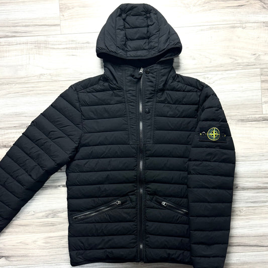 Stone Island Loom Woven Down Chambers Stretch Nylon-TC Full Zip Badge Jacket - Medium ptp20”