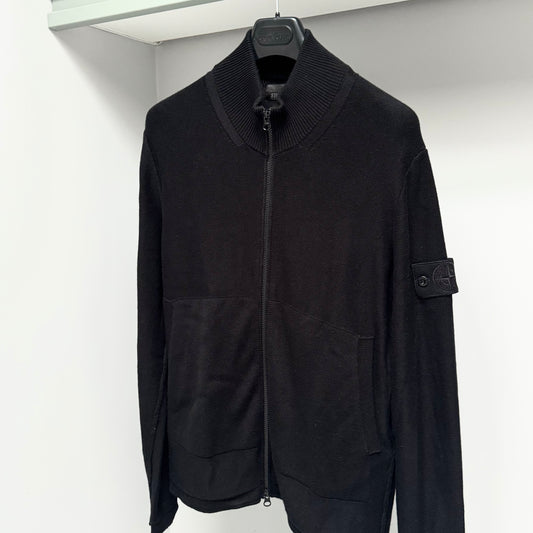 Stone Island Knitted Ghost Cotton Cashmere Full Zip Badge Cardigan Jumper - Small ptp20”