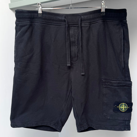 Stone Island Black Organic Cotton Fleece Shorts - XXL 38W