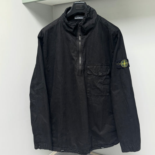 Stone Island Black Cotton Half Zip Pullover Smock Overshirt - XXL