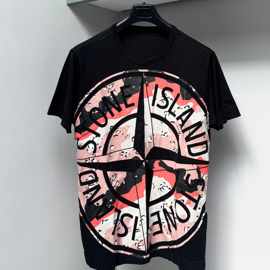 Stone Island Black Desert Camo Compass Logo T shirt - Medium