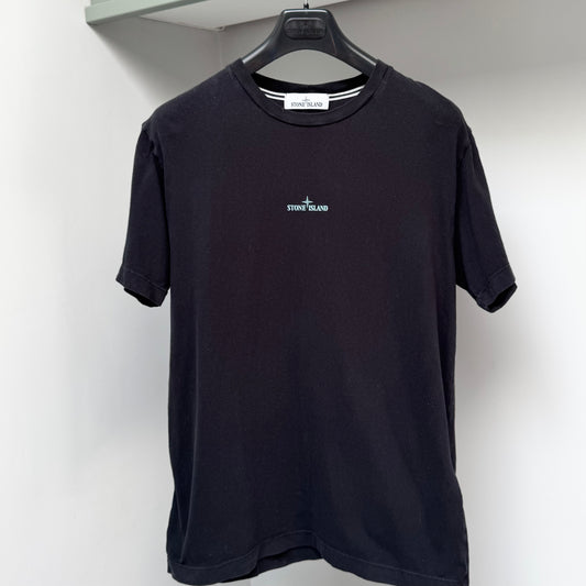 Stone Island Black Graphic Print Logo T shirt - Medium