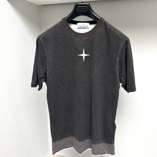 Stone Island Grey Chest Compass Logo T shirt - Small ptp19”