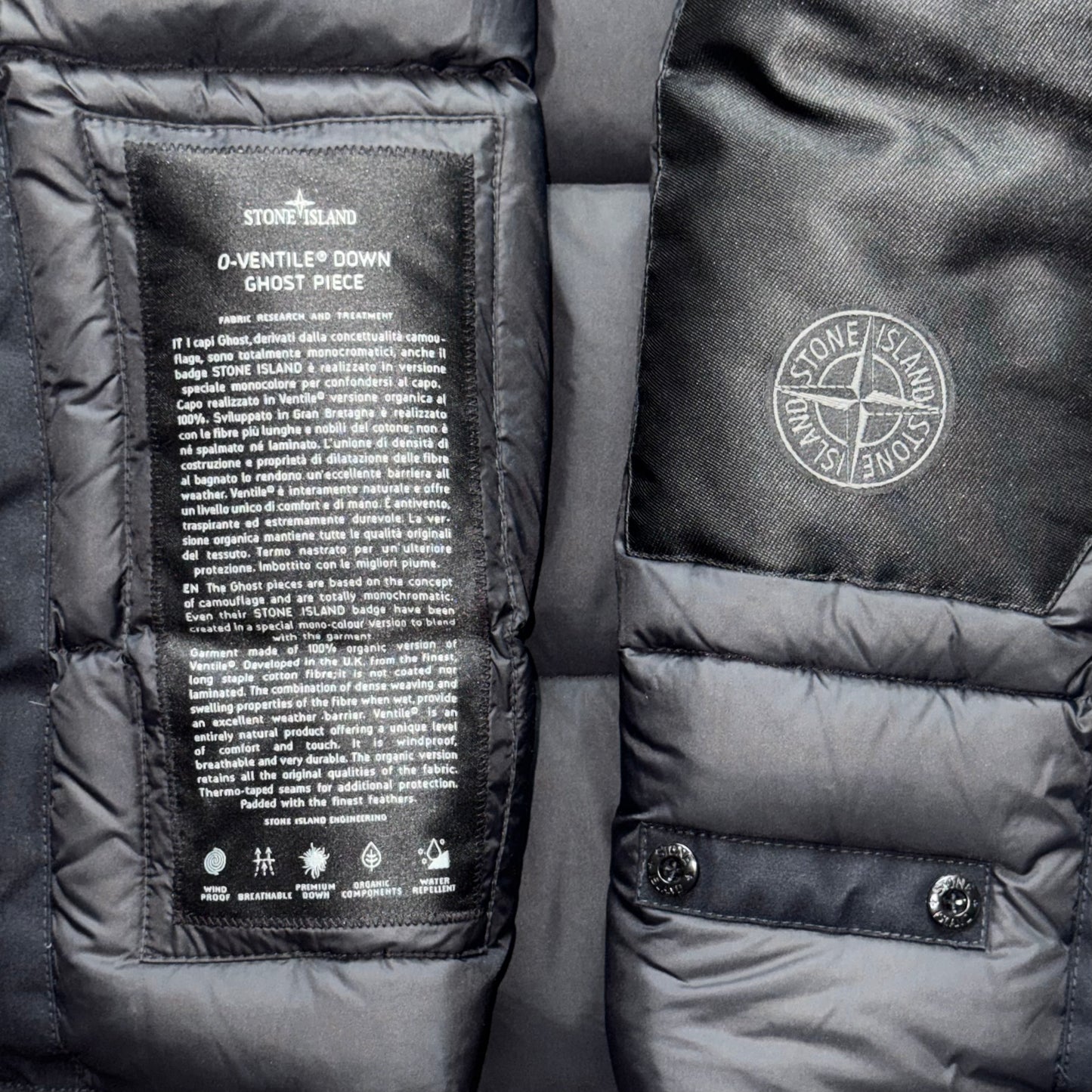 Stone Island O-Ventile Down Ghost Piece Badge Gilet - Medium ptp22”
