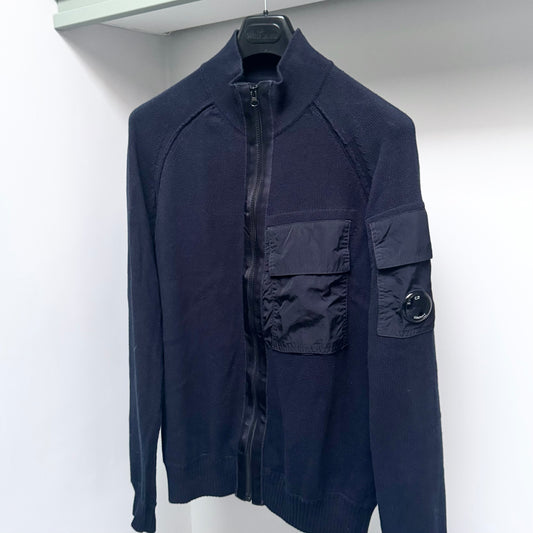 CP Company Knitted Cotton Mixed Full Zip Lens Sweatshirt - Medium ptp20.5”