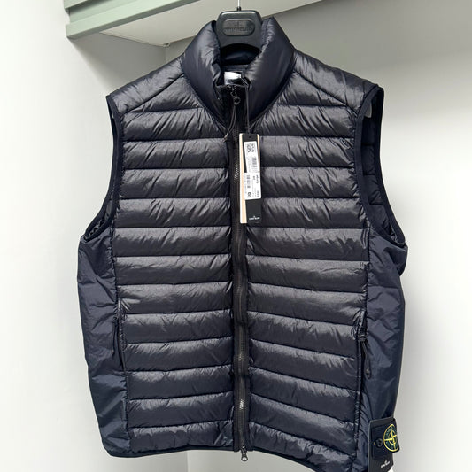 Stone Island Navy Blue Loom Woven Chambers R-Nylon Down-TC Full Zip Gilet - XXL ptp25”