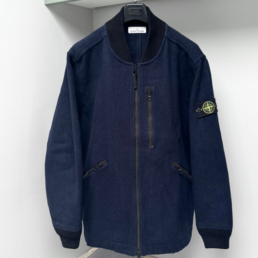 Stone Island Blue Panno Speciale Wool Blend Bomber Jacket - 3XL