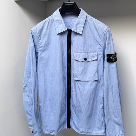 Stone Island Blue Cotton Nylon Blend Full Zip Overshirt - Medium ptp21”