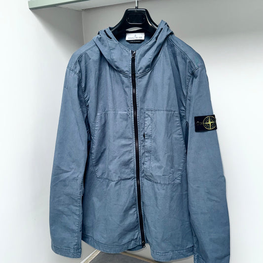 Stone Island Hooded Supima Cotton Twill Stretch-TC Full Zip Badge Overshirt - XXL ptp25”