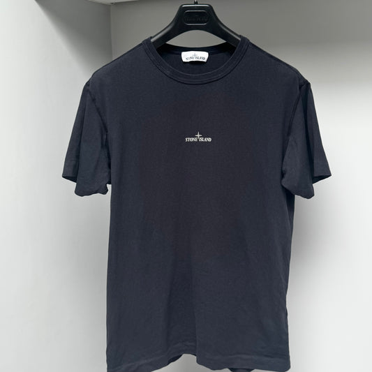 Stone Island Black Graphic Print Logo T shirt - Medium