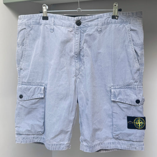 Stone Island Blue Canvas Bermuda Cargo Shorts - 36W Slim Fit