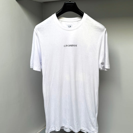 CP Company Gauze White 30/1 Jersey Blurry Logo T shirt - Large ptp20.5”