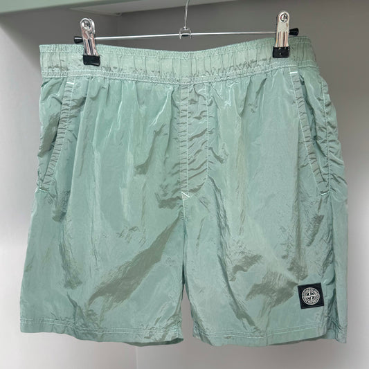 Stone Island Green Nylon Metal Patch Swim Shorts - Medium 32W