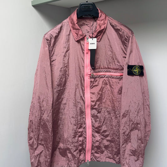 Stone Island Pink Nylon Metal In Econyl Full Zip Overshirt - XL