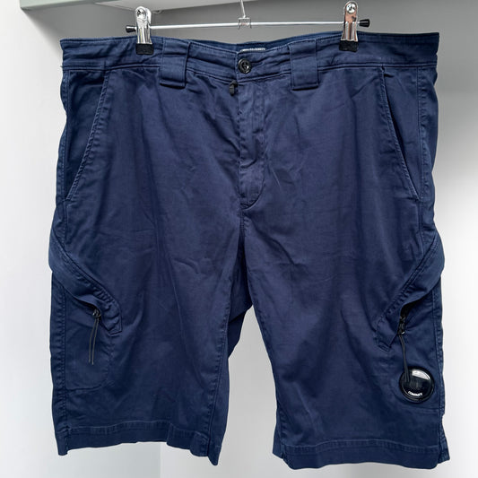 CP Company Navy Blue Stretch Sateen Lens Cargo Shorts - XXL 38W
