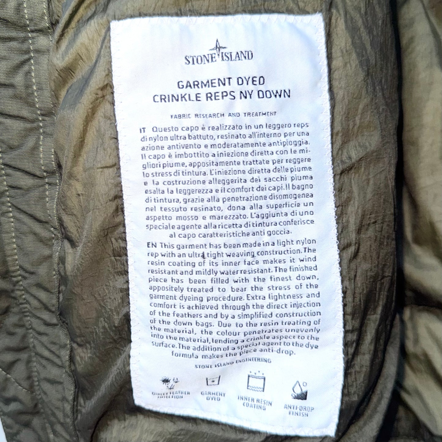 Stone Island Garment Dyed Crinkle Reps NY Down Badge Gilet - Small ptp20"