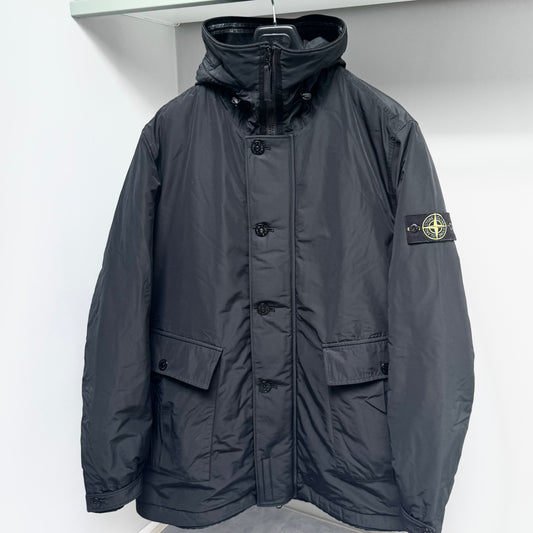 Stone Island Grey Micro Reps With Primaloft Insulation Technology Full Zip Parka Jacket - XXL ptp25.5”