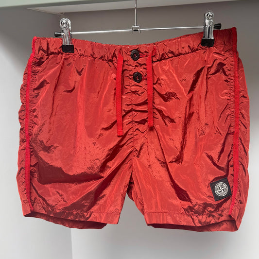 Stone Island Red Nylon Metal Patch Swim Shorts - Small 30W