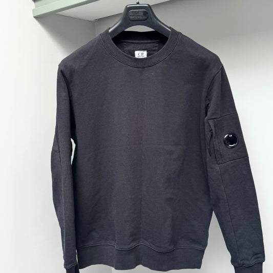 CP Company Black Raised Fleece Pullover Lens Sweatshirt - Large