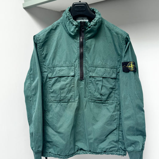 Stone Island Green Cotton Half Zip Pullover Smock Overshirt - Small