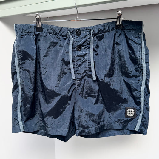 Stone Island Blue Nylon Metal Patch Swim Shorts - Large 34W