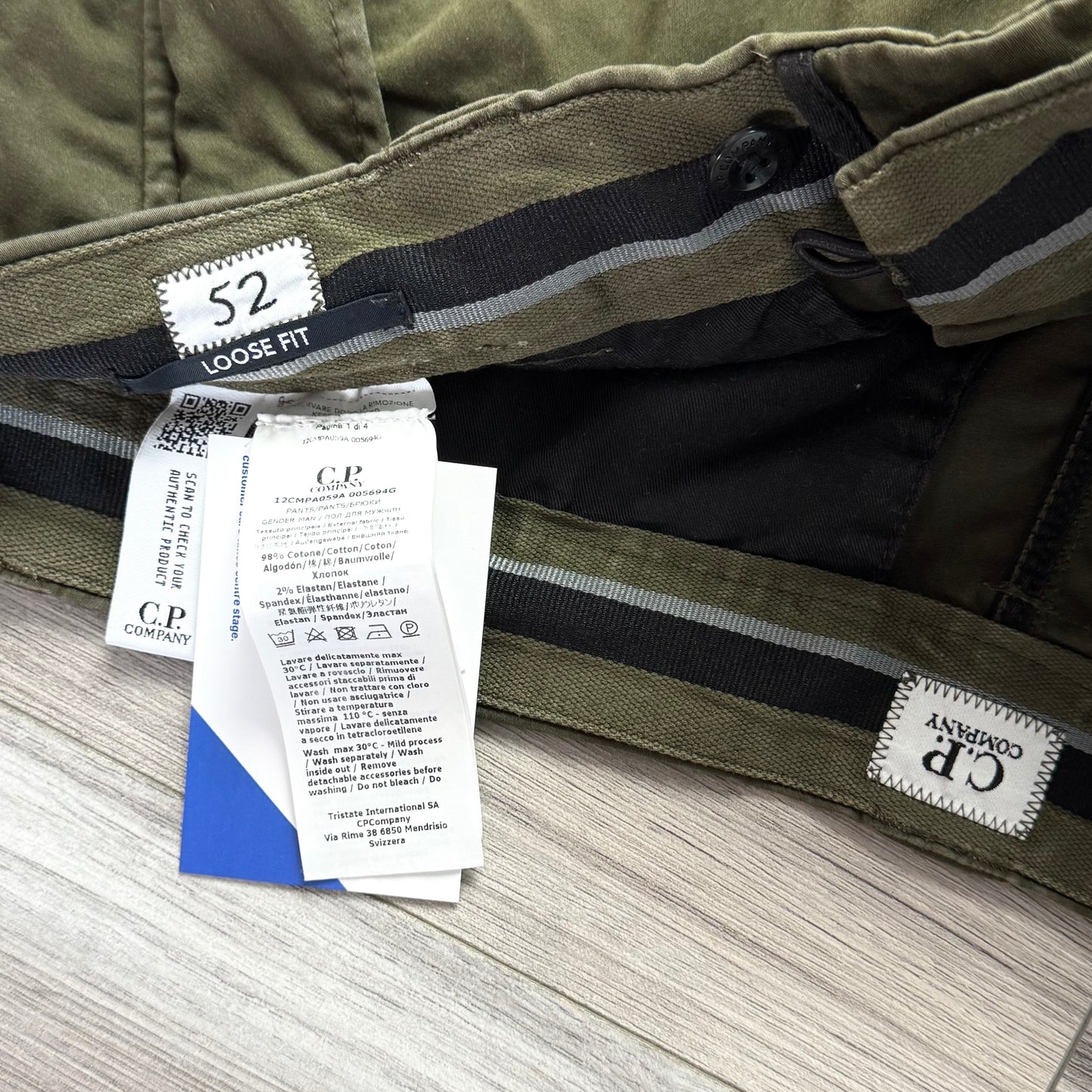 CP Company Stretch Sateen Lens Cargo Trousers - 36W 30L