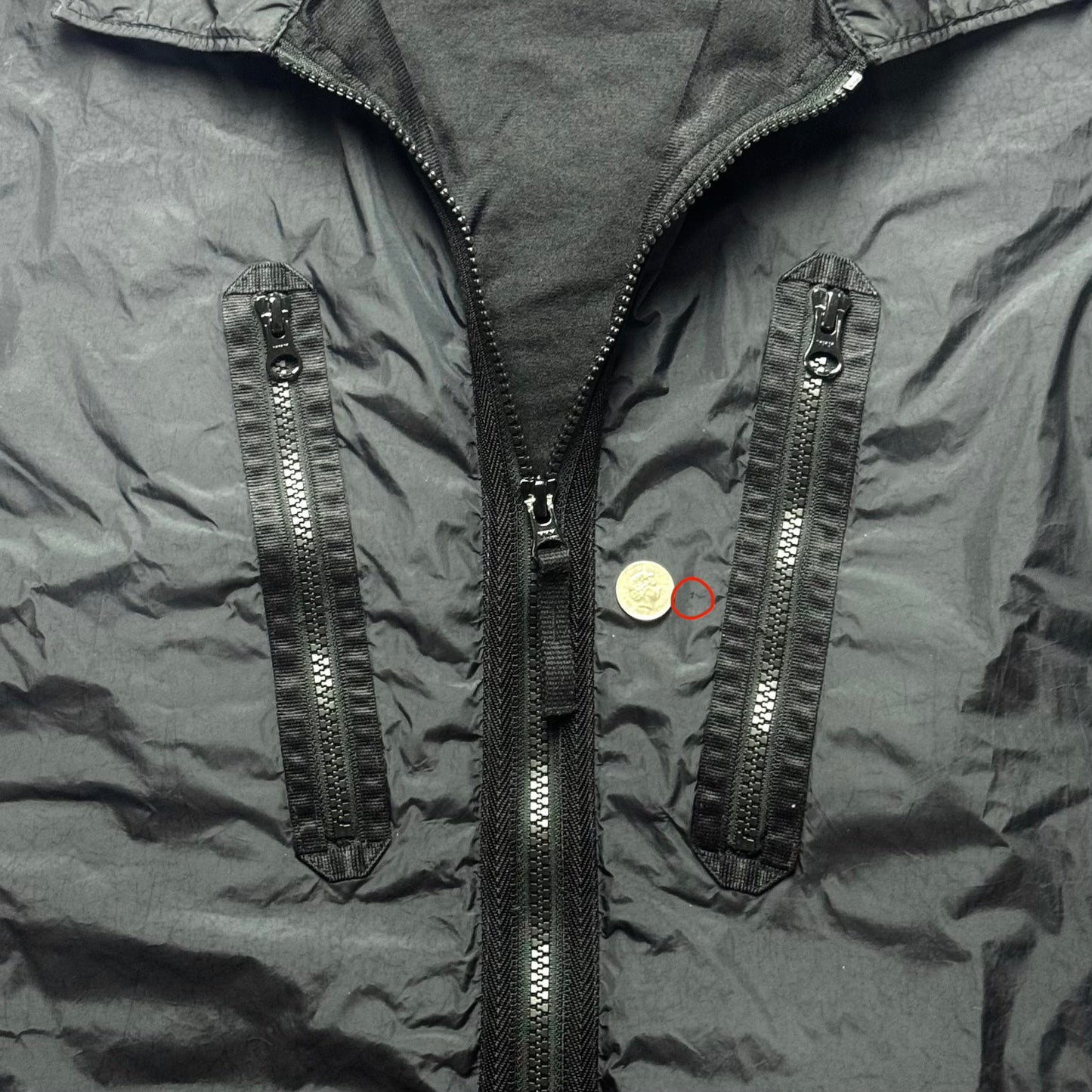 Stone Island Crinkle Reps Full Zip Badge Overshirt - Medium ptp21.5”