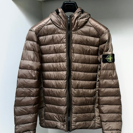 Stone Island Brown Loom Woven Chambers R-Nylon Down-TC Full Zip Jacket - Medium