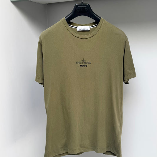 Stone Island Green Archivio ‘Monobava’ Organic Cotton T shirt - Medium ptp20.5”