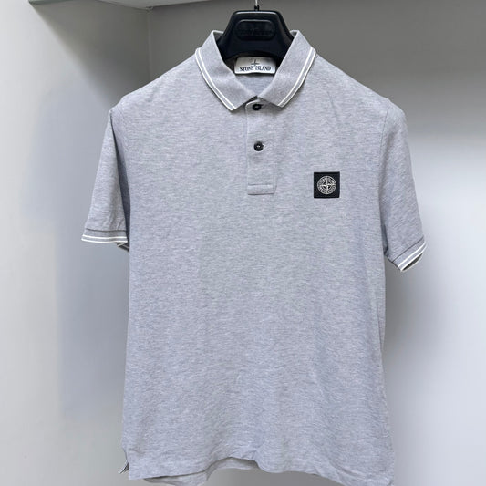 Stone Island Grey Organic Cotton Pique Short Sleeve Polo Shirt - Small ptp19.5”