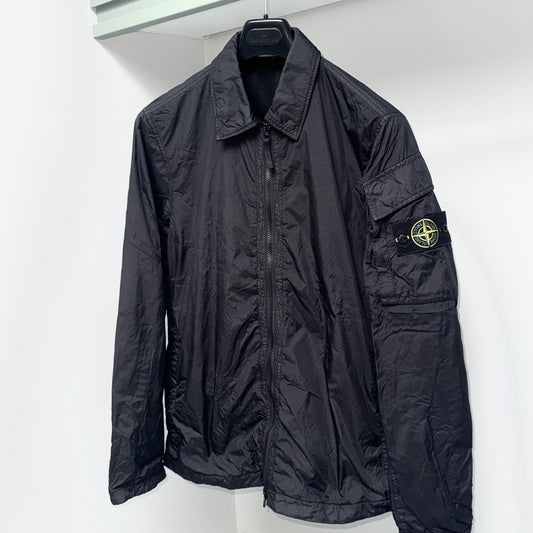 Stone Island Garment Dyed Crinkle Reps Full Zip Badge Overshirt - Small ptp21”