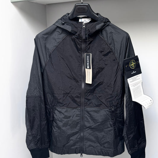 Stone Island Black Nylon Metal Watro-TC In Econyl Regenerated Nylon Full Zip Jacket - Small ptp20.5”