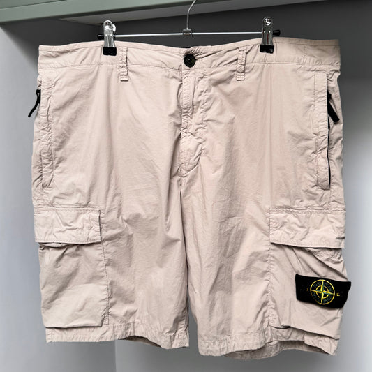 Stone Island Beige Brushed Organic Cotton Stretch Bermuda Cargo Shorts - 38W Regular Fit