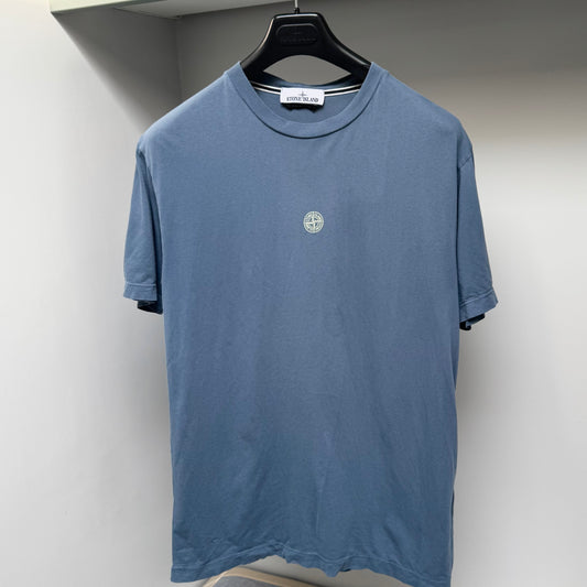 Stone Island Avio Blue Graphic Print Logo T shirt - Large ptp21”