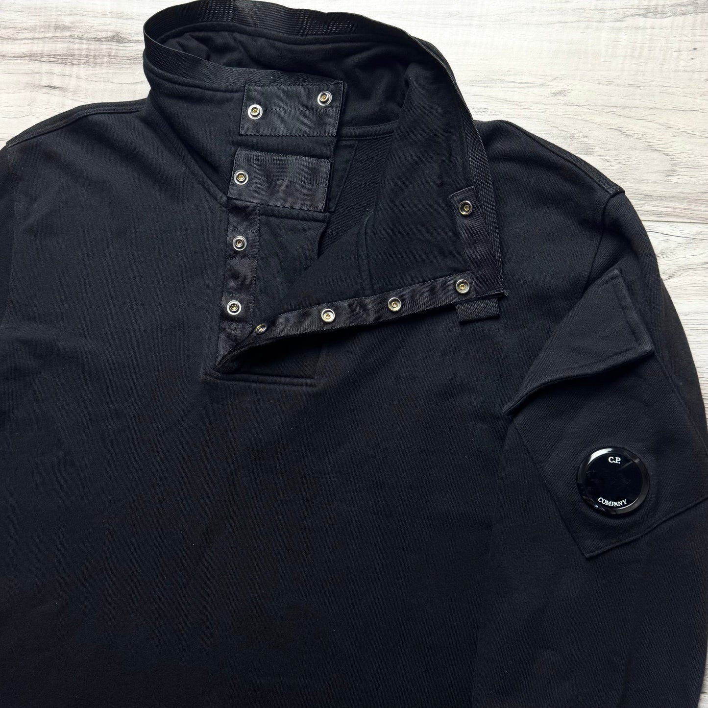 CP Company Quarter Button Up Pullover Lens Sweatshirt - Small ptp20”