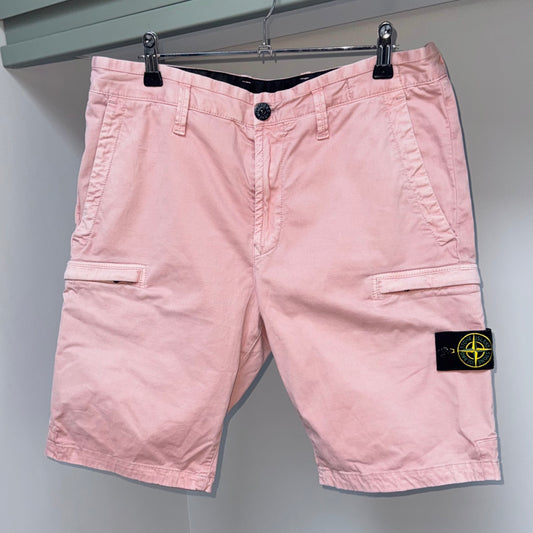 Stone Island Light Pink Bermuda Cargo Shorts - 32W