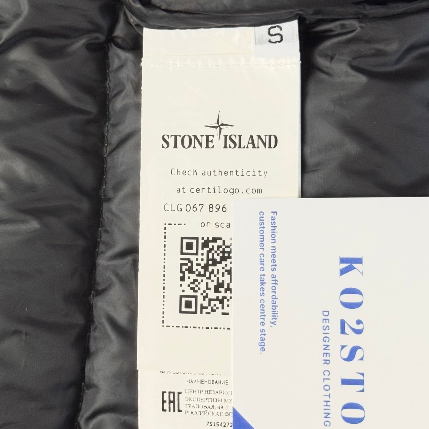 Stone Island O-Cotton / R-Nylon Tela Full Zip Badge Jacket - Small ptp20.5”