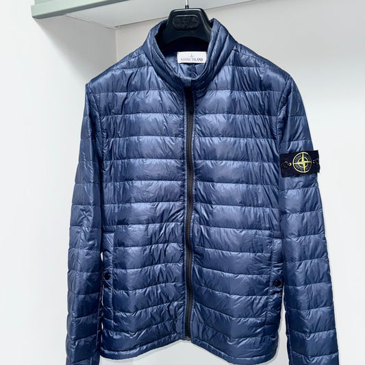 Stone Island Blue Micro Rip Stop 7 Den / Down Full Zip Jacket - Medium ptp20.5”